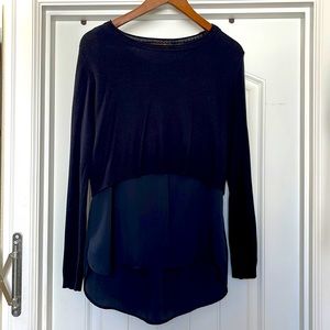 Navy Verve Ami silk tank/sweater overlay